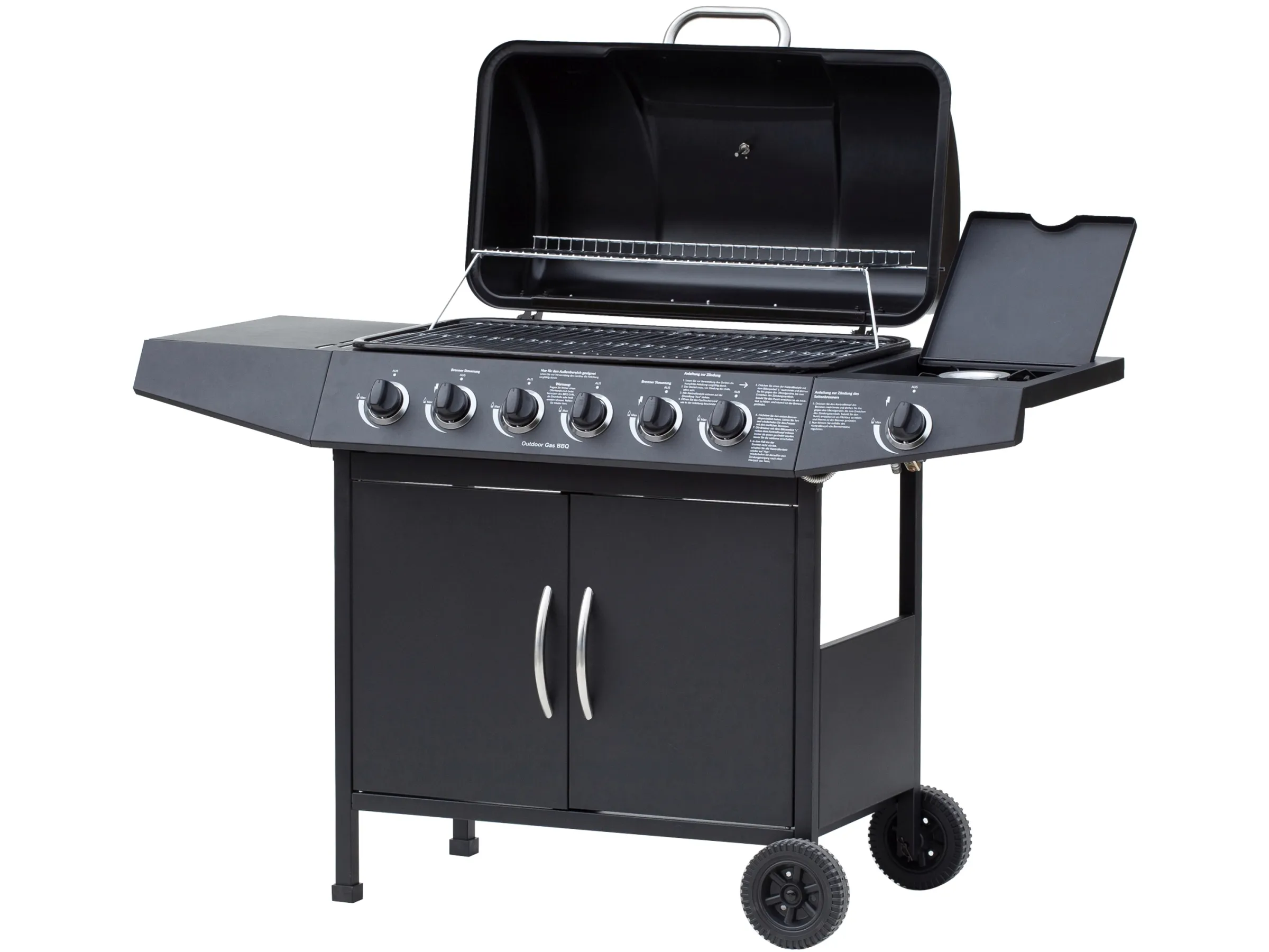 El Fuego Gasgrill Dayton 6-Brenner + Seitenbrenner Schwarz ca. 133 x 97 x 54 cm – Bild 6