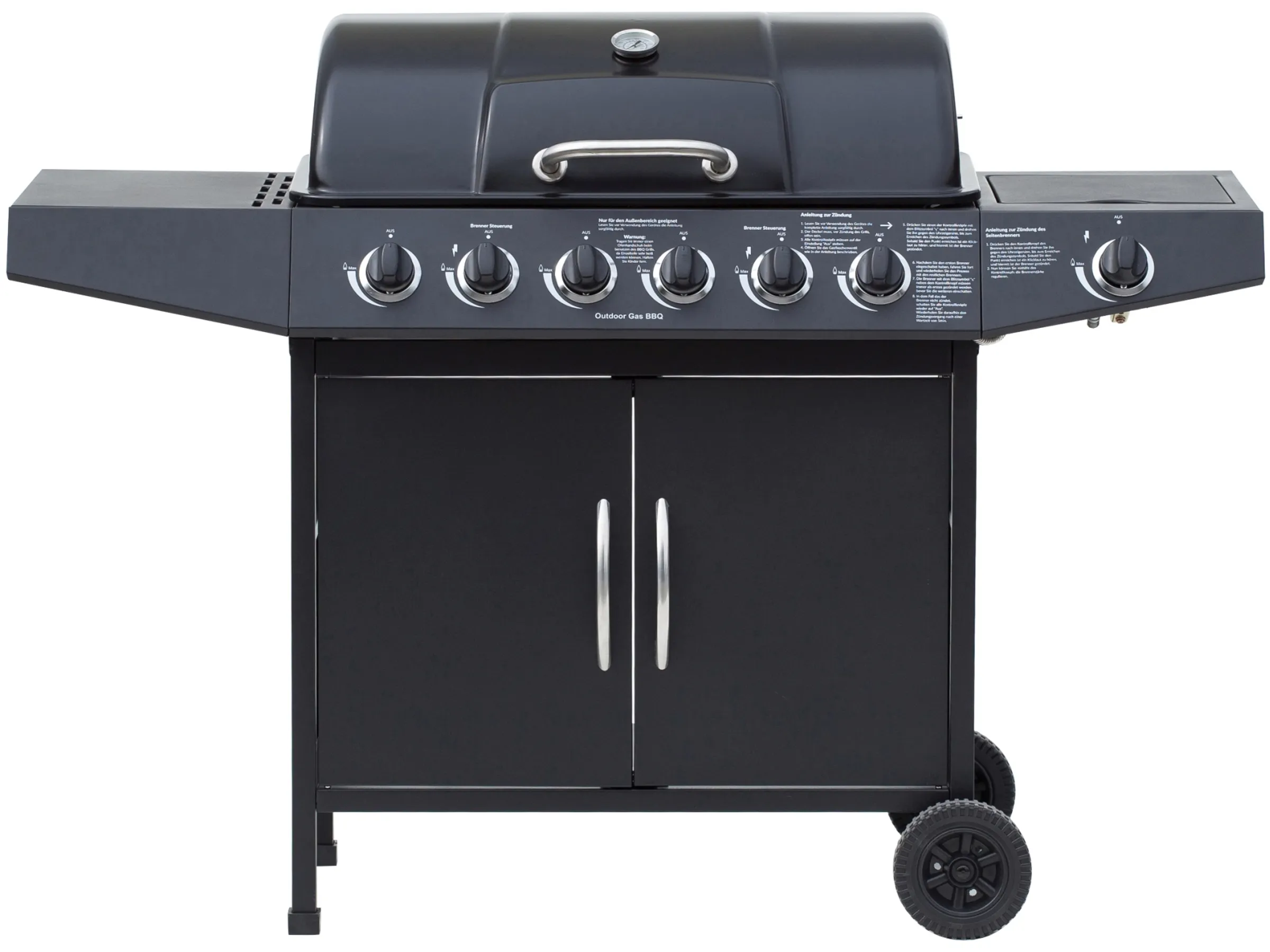 El Fuego Gasgrill Dayton 6-Brenner + Seitenbrenner Schwarz ca. 133 x 97 x 54 cm