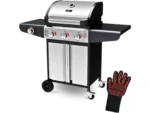 deluxe4home Grillwagen Gasgrill mit Deckel 3 Plus 1 Seitenbrenner Thermometer