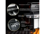 deluxe4home Grillwagen Gasgrill mit Deckel 3 Plus 1 Seitenbrenner Thermometer – Bild 6