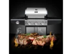 deluxe4home Grillwagen Gasgrill mit Deckel 3 Plus 1 Seitenbrenner Thermometer – Bild 4