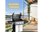 deluxe4home Grillwagen Gasgrill mit Deckel 3 Plus 1 Seitenbrenner Thermometer – Bild 2