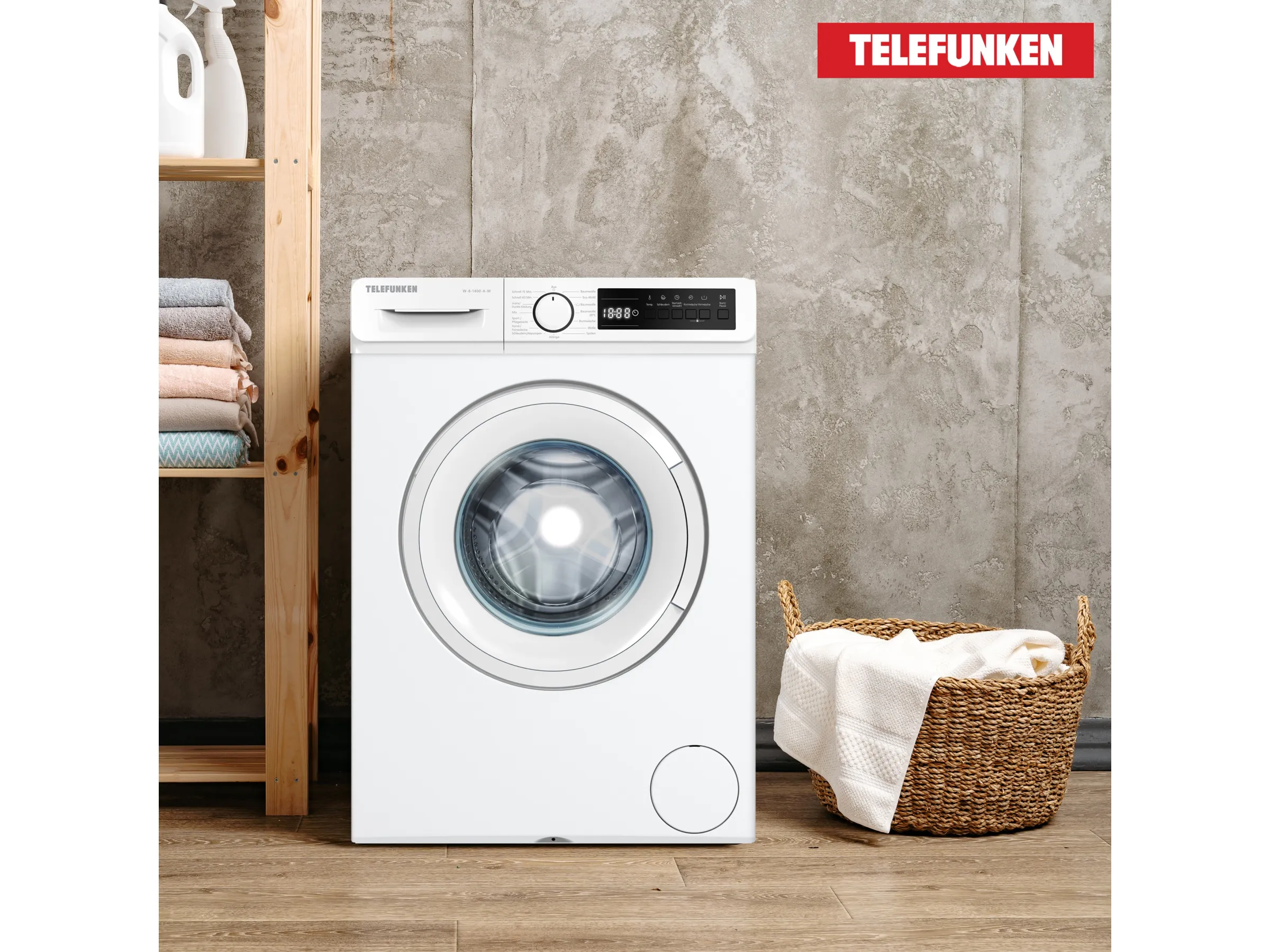 Telefunken Waschmaschine 8kg 1400 U/Min. Inverter Motor AquaStop 15 Programme W-8-1400-A-W weiß – Bild 2