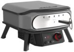 COZZE Pizzaofen elektrisch PREMIUM 34 cm 13" mit drehbarem Pizzastein & Digital-Thermometer - inkl. Hitzeschild