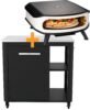 COZZE Pizzastation mit Gas Pizzaofen 42,5 cm 17" mit Thermometer & rotierendem Pizzastein - inkl. Hitzeschild und Schrankmodul 90 cm