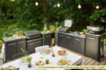 COZZE Pizzastation mit Gas Pizzaofen 42,5 cm 17" mit Thermometer & rotierendem Pizzastein - inkl. Hitzeschild und Schrankmodul 90 cm – Bild 6
