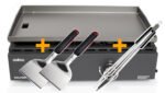 Grillfürst Plancha Grill 2 Brenner mit insgesamt 7 kW und Edelstahl Plancha inkl. 2 Stk. Plancha Spatel und Grillzange
