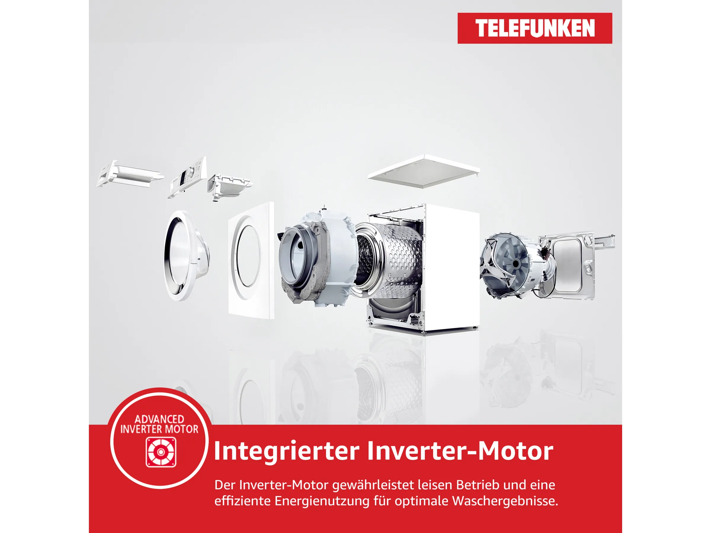 Telefunken Waschmaschine 8kg 1400 U/Min. Inverter Motor AquaStop 15 Programme W-8-1400-A-W weiß – Bild 4
