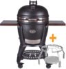 Monolith Grill AVANTGARDE.66 satin-matt Schwarz mit Gestell und Seitentischen inkl. Smoke Set