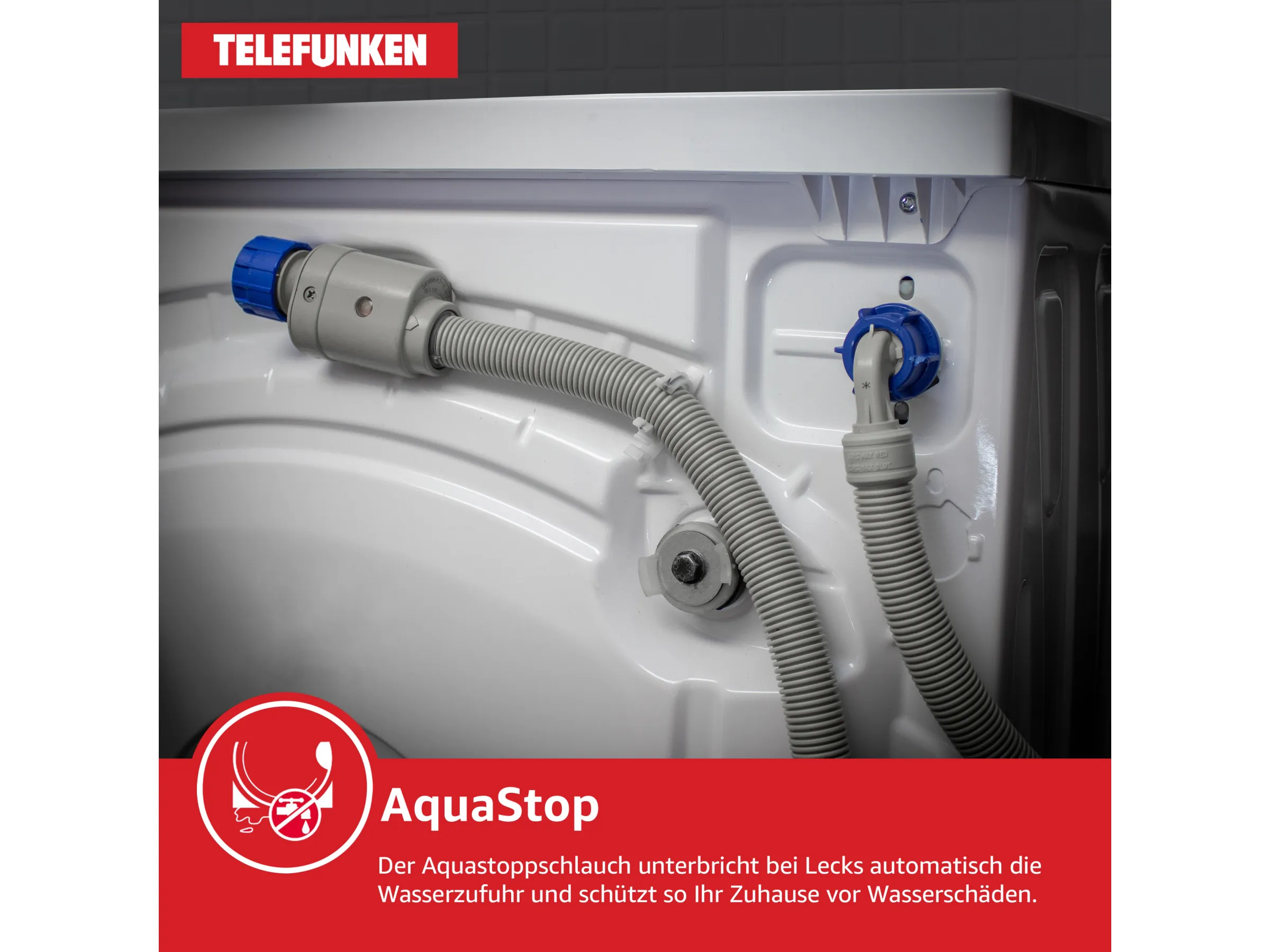 Telefunken Waschmaschine 8kg 1400 U/Min. Inverter Motor AquaStop 15 Programme W-8-1400-A-W weiß – Bild 3