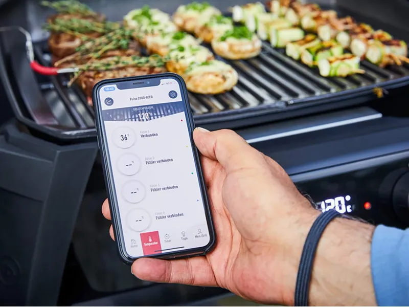 Weber Elektrogrill Pulse 2000 mit Rollwagen 49 cm x 39 cm 2.200 W Schwarz – Bild 5