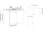 Respekta Miniküche MK100ESWOSC 100 cm Weiß-Eiche Sägerau Nachbildung – Bild 2