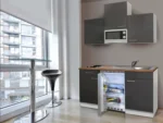 Respekta Küchenzeile KB150WGMI 150 cm Grau-Weiß Glänzend – Bild 3