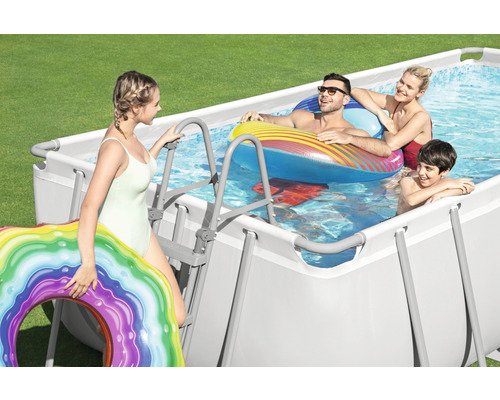 Aufstellpool Framepool Set Bestway eckig 488x244x122 cm inkl. Sandfilteranlage, ChemConnect Dosierer – Bild 4
