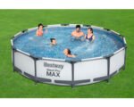 Aufstellpool Framepool Set Bestway Steel Pro MAX rund 366x76 cm inkl. Kartuschenfilteranlage hellgrau – Bild 2