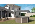 Aufstellpool WPC Pool Set Gre rund 410x124 cm inkl. schutzvlies grau – Bild 8