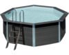 Aufstellpool WPC Pool Set Gre rund 410x124 cm inkl. schutzvlies grau