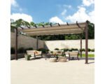 Aluminium Pergola Pavillon Florenz 11x16 inkl. verstellbarem Sonnensegel 350 x 505 cm Cocoa dunkelbraun – Bild 10