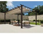 Aluminium Pergola Pavillon Florenz 11x16 inkl. verstellbarem Sonnensegel 350 x 505 cm Cocoa dunkelbraun