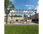 Aluminium Pergola Pavillon Florenz 11x16 inkl. verstellbarem Sonnensegel 350 x 505 cm Cocoa dunkelbraun – Bild 9