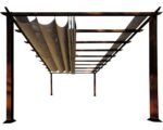 Aluminium Pergola Pavillon Florenz 11x16 inkl. verstellbarem Sonnensegel 350 x 505 cm Cocoa dunkelbraun – Bild 6