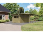 Doppelcarport Karibu Eco 3 mit integriertem Abstellraum 11 m² 527 x 576 cm kesseldruckimprägniert