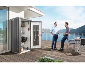 Geräteschrank Biohort Gr 90 mit Regalböden und Gerätehalter, 93 x 83 x 182,5 cm dunkelgrau-metallic – Bild 7