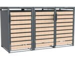 Mülltonnenbox WESTMANN Lacina 3 Metall inkl. Gasdruckfedern 200 x 80 x 116 cm anthrazit-Holzoptik