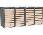 Mülltonnenbox WESTMANN Lacina 4 Metall inkl. Gasdruckfedern 264 x 80 x 116 cm anthrazit-Holzoptik