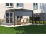 Pergola mit Lamellendach 3x3 Gestell RAL 7015 schiefergrau inkl. vertikaler Beschattung Wandbefestigung – Bild 7