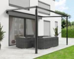 Pergola mit Stoffdach 3,94x3,94 Stoff uni anthrazit Gestell RAL 9011 graphitschwarz – Bild 4