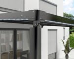 Pergola mit Stoffdach 3,94x3,94 Stoff uni anthrazit Gestell RAL 9011 graphitschwarz – Bild 3