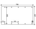 SKAN HOLZ Friesland Einzelcarport 397x708 cm mit Aluminium-Dach tauchimprägniert – Bild 4